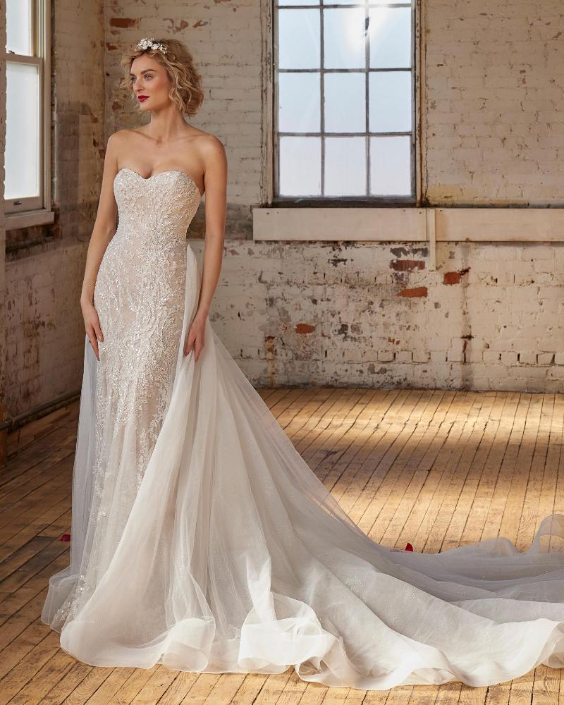 123235-Strapless Lace Wedding Dress with Overskirt3