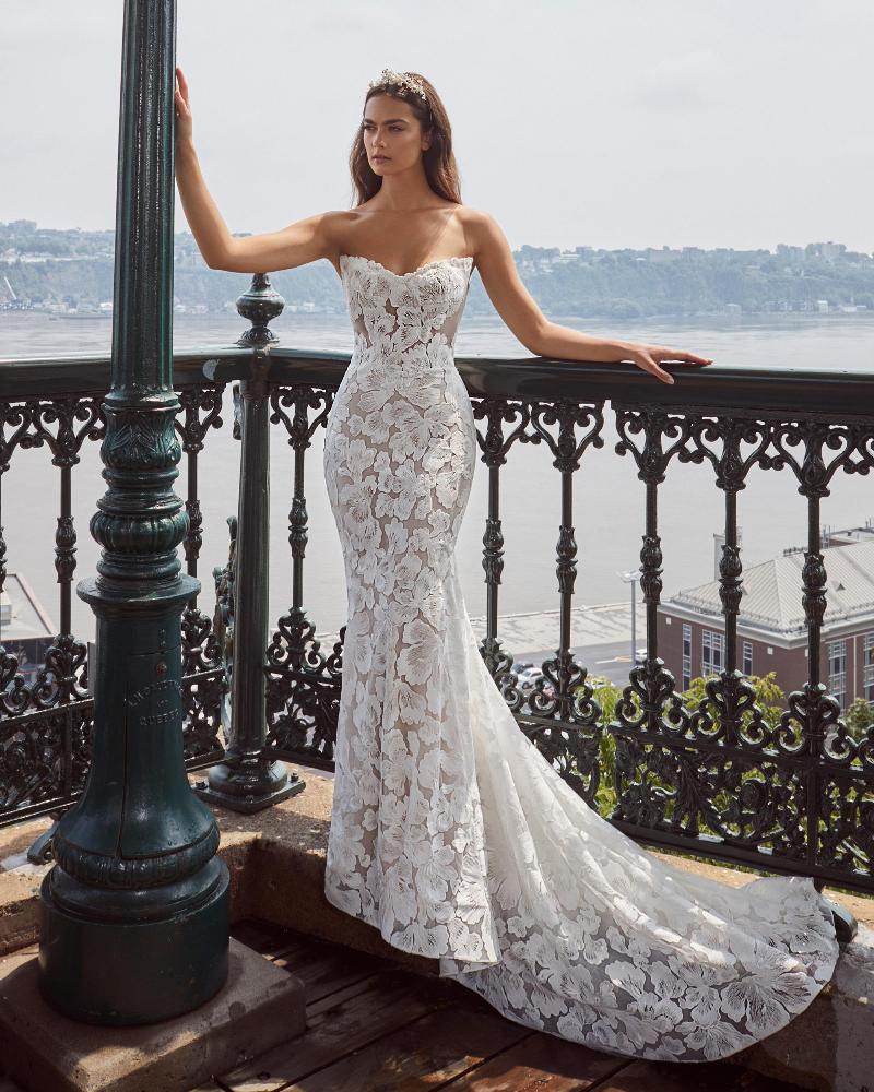 124108-Sexy Strapless Wedding Dress with Lace and Sweetheart Neckline2